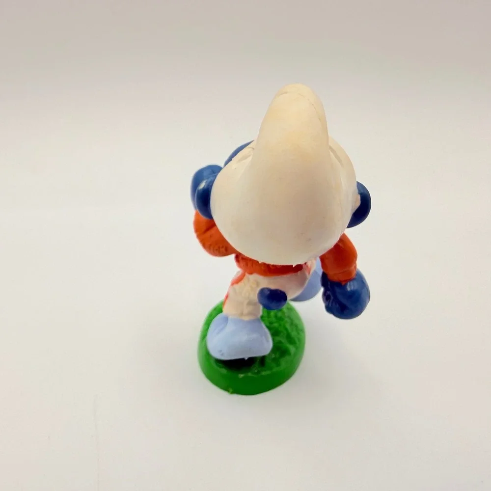 Vintage Schleich W. Berrie Co Smurf PVC Figure Walking Orange Jacket Peyo HK